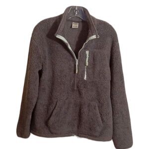 Pink Victoria's Secret Charcoal Gray Sherpa Quarter Zip Pullover Jacket …